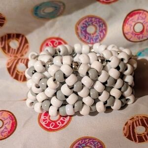White and Gray Beaded Bracelet
